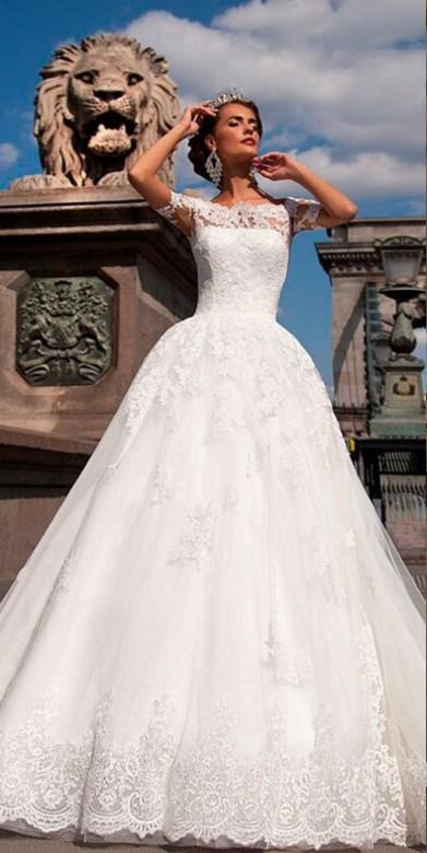 Hot Sale New European and American Women's Long Sleeve One Shoulder Bridal Wedding Dress Dresses
