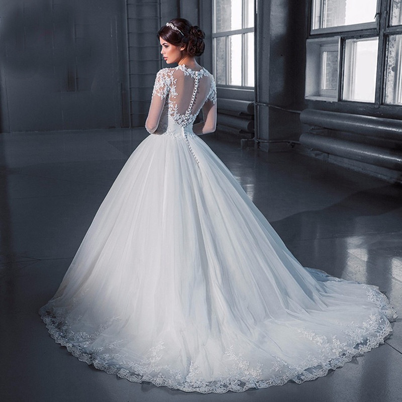 Women's Amazon Long Sleeve Bridal Gowns Wedding Dress