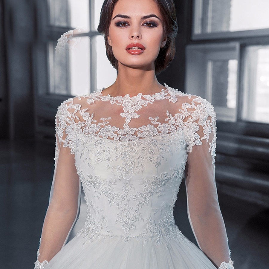 Women's Amazon Long Sleeve Bridal Gowns Wedding Dress