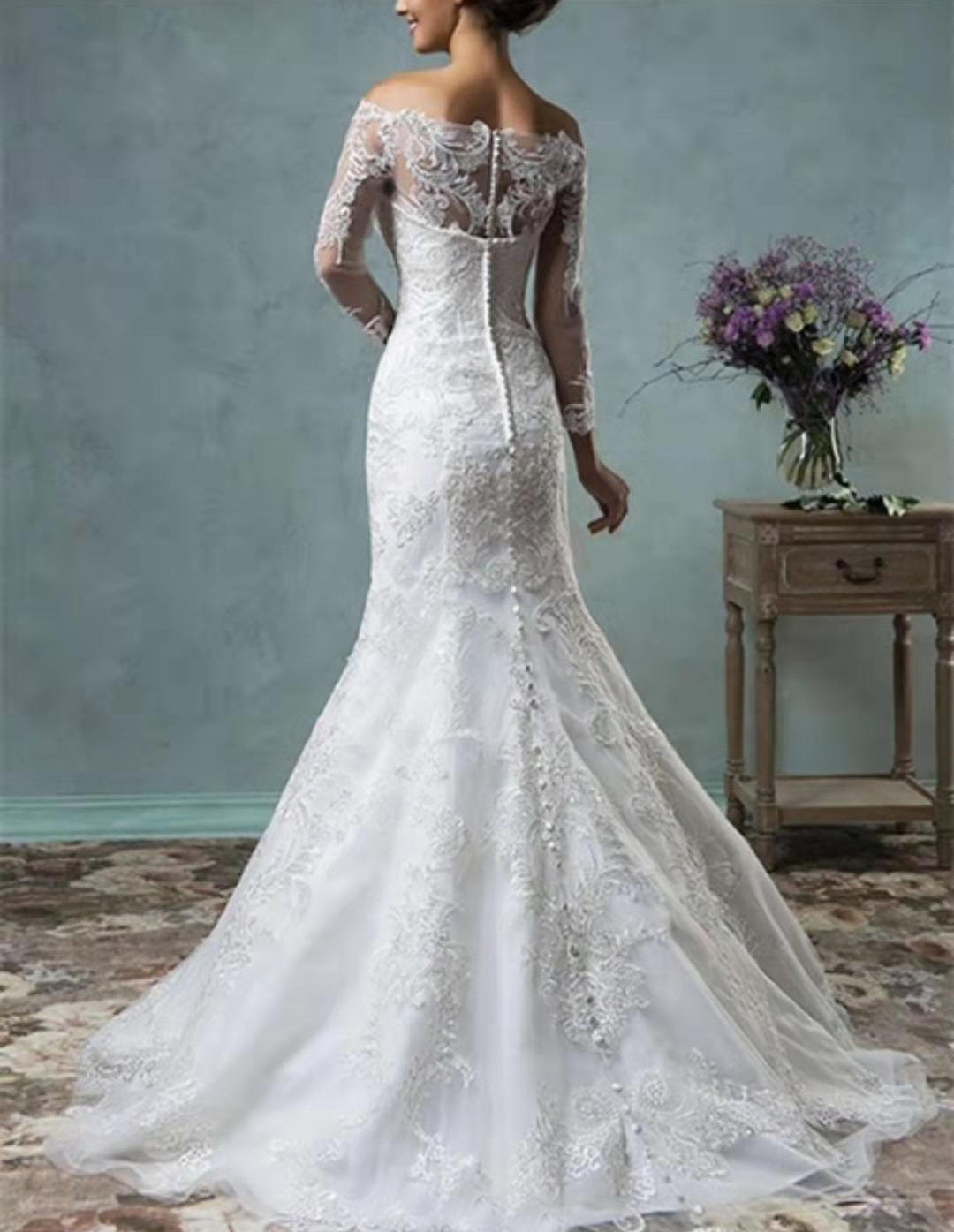 High quality original design luxury perspective plus shawl wedding dress 3D lace bridal gown mermaid 2021