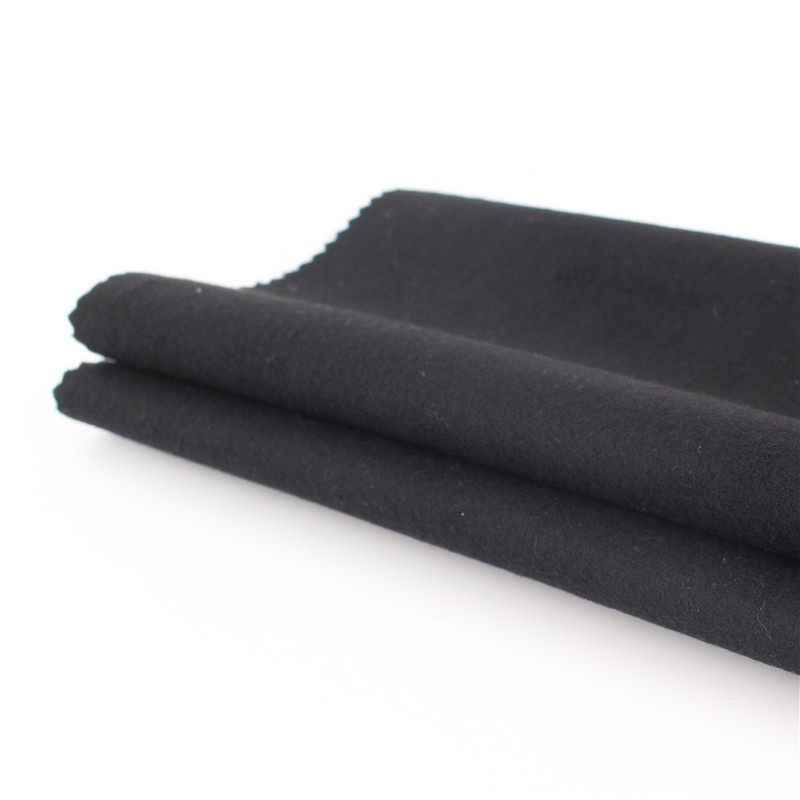black cashmere recycled woven woolen melton poly wool fabric