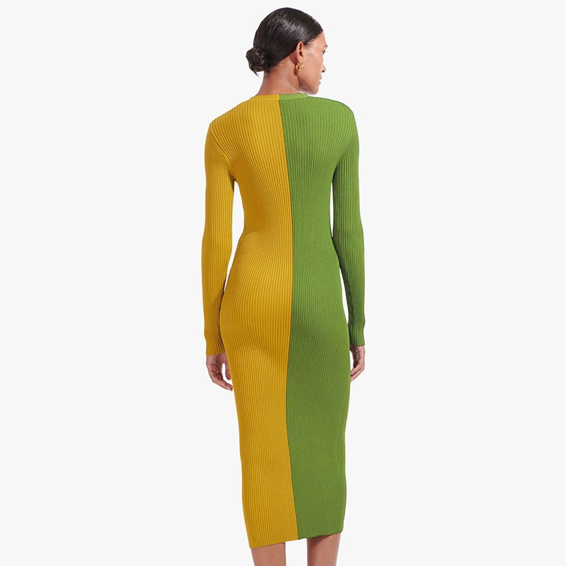 Women Fall Dress V Neck Long Sleeve Patchwork Button Elegant dress women casual dresses