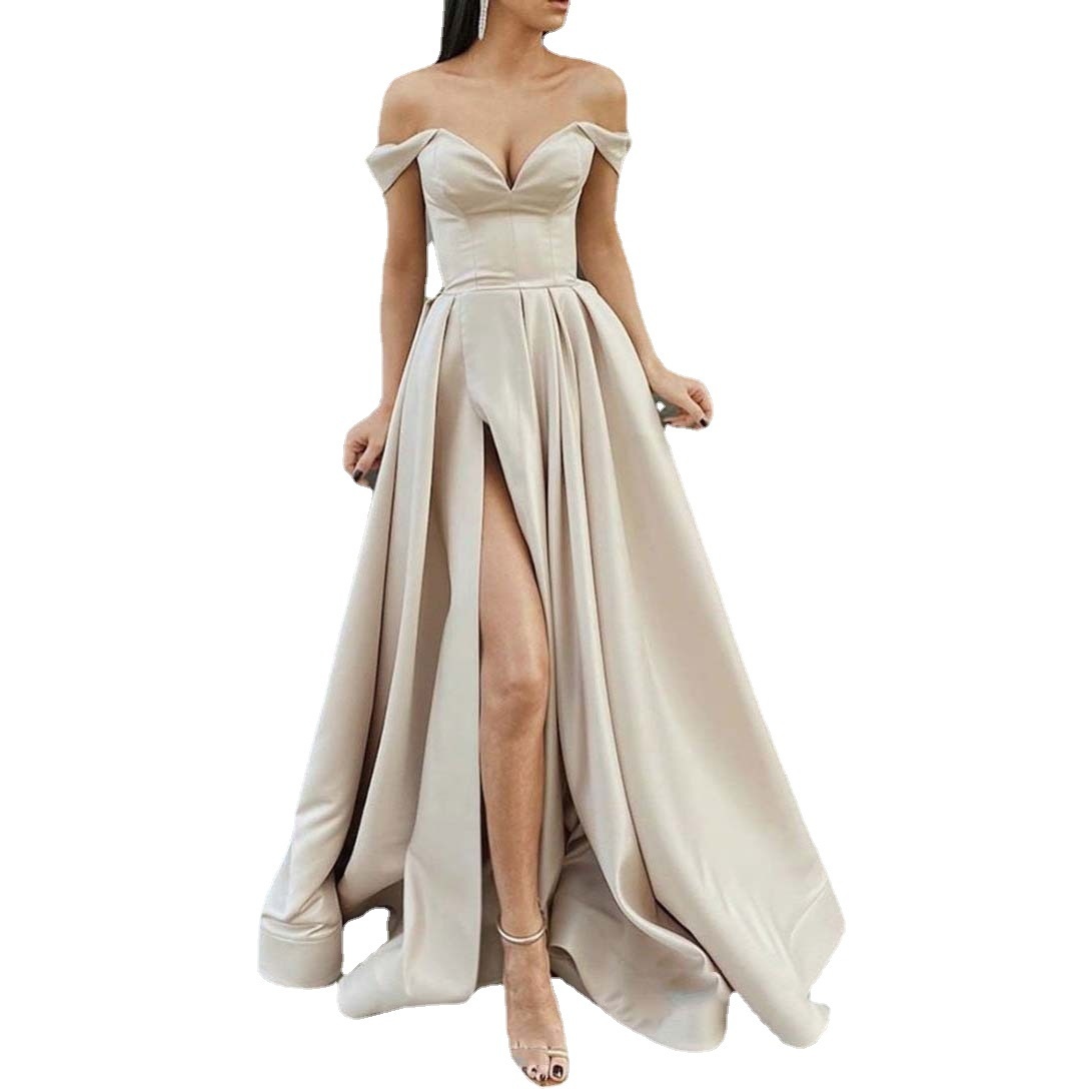 Hot sale New Design European And American Women's Multi-color Strapless V-Neck Open Back Evening Party Dress