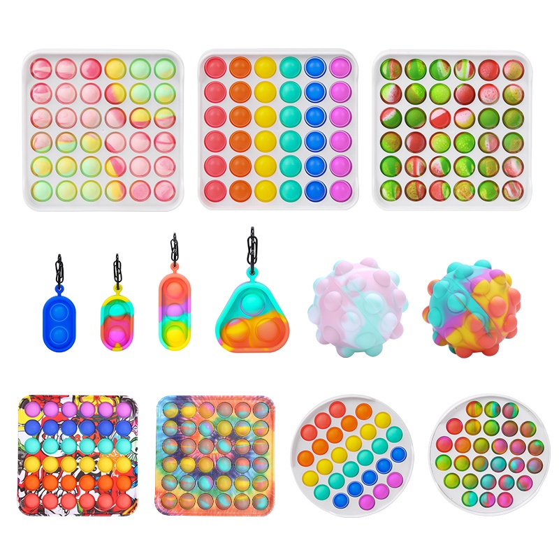 Educational Autism Relief Anxiety Stress Toys Pack Simple Dimple Silicone Pops Push Bubble Sensory Toy Set Pops Fidget Toy