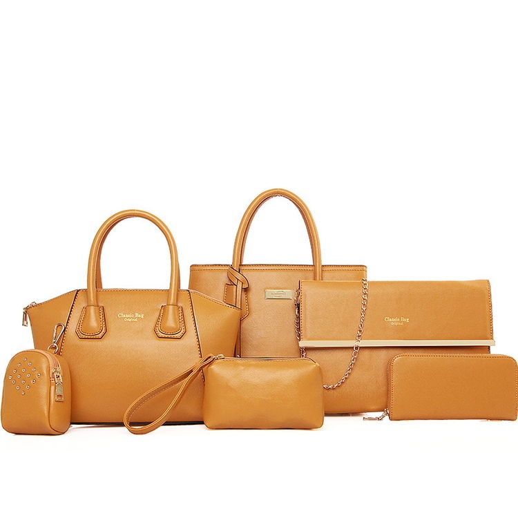 China Funky Bolsas De Moda Chain Shoulder Beautiful Lady Bag Studded 6 Piece Handbag Set