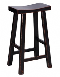 Chinese Antique Style Vintage Concave Wooden Bar Stool