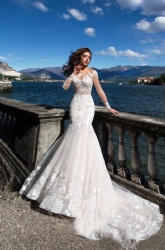 Elegant Vestido De Renda Lace Long Sleeve Wedding Dress Open Back A Line Bridal Gowns