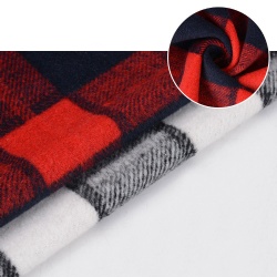 Hot sale brushed terry plaied tweed poly wool polyester woven fabric for garment