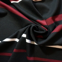 Red and black strips knitting jacquard cotton wool yarn blended poly fabric for tshirt