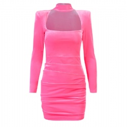 women dresses evening split long sleeve tight fitting night dresses for woman
