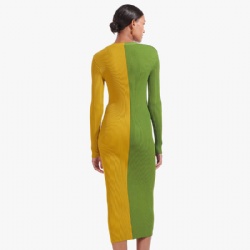 Women Fall Dress V Neck Long Sleeve Patchwork Button Elegant dress women casual dresses