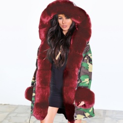 women's winter cotton coat plush fur collar warm cotton coat jacket Long Hooded Coat Women's Jacket