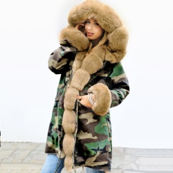 women's winter cotton coat plush fur collar warm cotton coat jacket Long Hooded Coat Women's Jacket