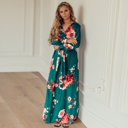 OEM high quality breathable ladies long floral maxi dresses casual dresses for women