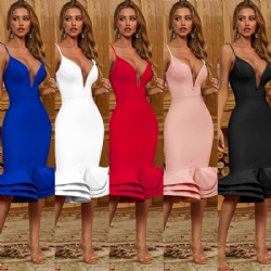 Summer elegant pink Ruched bodycon mermaid gowns evening prom dress for women