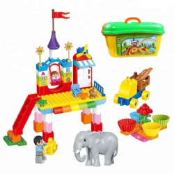 Plastic blocks toy Fantasy happy Large theme amusement park large barrel building block with legoing toys