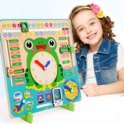 Factory Wholesale Weather Calendar Cognition Children Kindergarten Learning Toy Wooden Clock Toy Educational