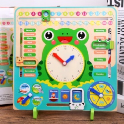 Factory Wholesale Weather Calendar Cognition Children Kindergarten Learning Toy Wooden Clock Toy Educational