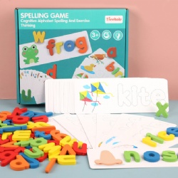 Children 26 Letters 3D Wooden Alphabet Puzzle Spelling English Words Games Preschool Educational Toy