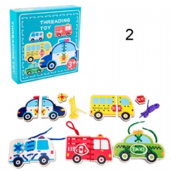 Latest New Child Educational Cartoon Animals DIY Stringing Toy Wooden Threading Board