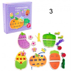 Latest New Child Educational Cartoon Animals DIY Stringing Toy Wooden Threading Board