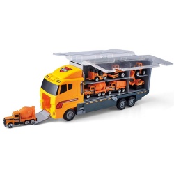 Toy 7 in 1 Die-cast Construction Truck toy Vehicle Car Toy Set Play Vehicles in Carrier Truck,Engineering container trailer
