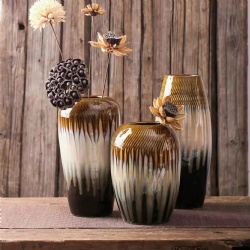 European style retro hand engrave rough pottery ceramic flower vase