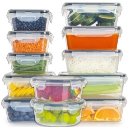 12 Pack Plastic Airtight Stackable Easy Snap Lock and BPA Free Food Storage Containers Sets with Lid for Kitchen Use