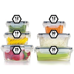 12 Pack Plastic Airtight Stackable Easy Snap Lock and BPA Free Food Storage Containers Sets with Lid for Kitchen Use